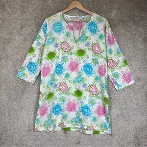Gretchen Scott Tunic Womens Medium White Turtle Cotton Lightweight- 4139